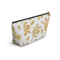 Watercolor Tossed Leaves Accessory Pouch w T-bottom in Yellow